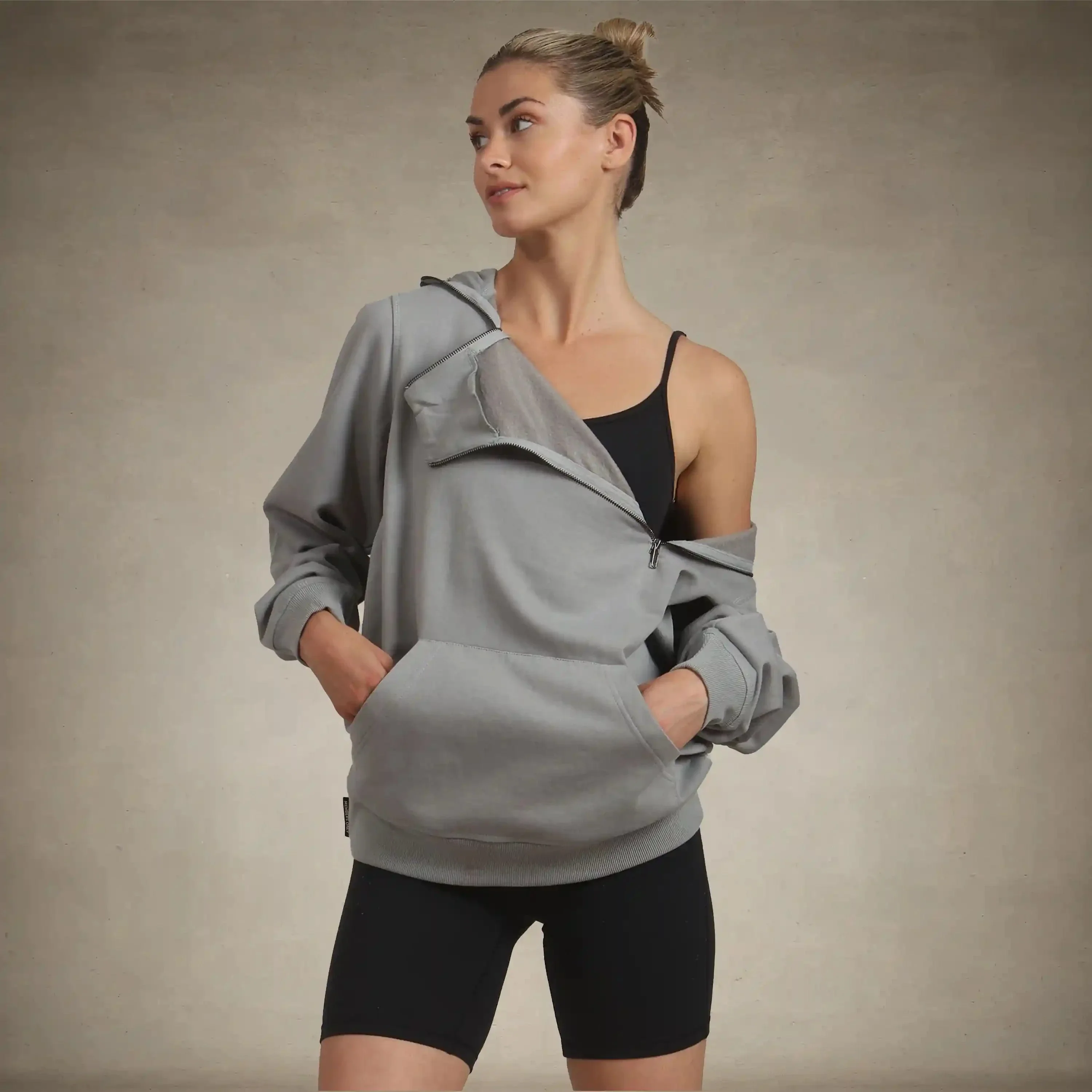 Women's Taylor Double Zipper Pullover Oversized Hoodie - Image 3