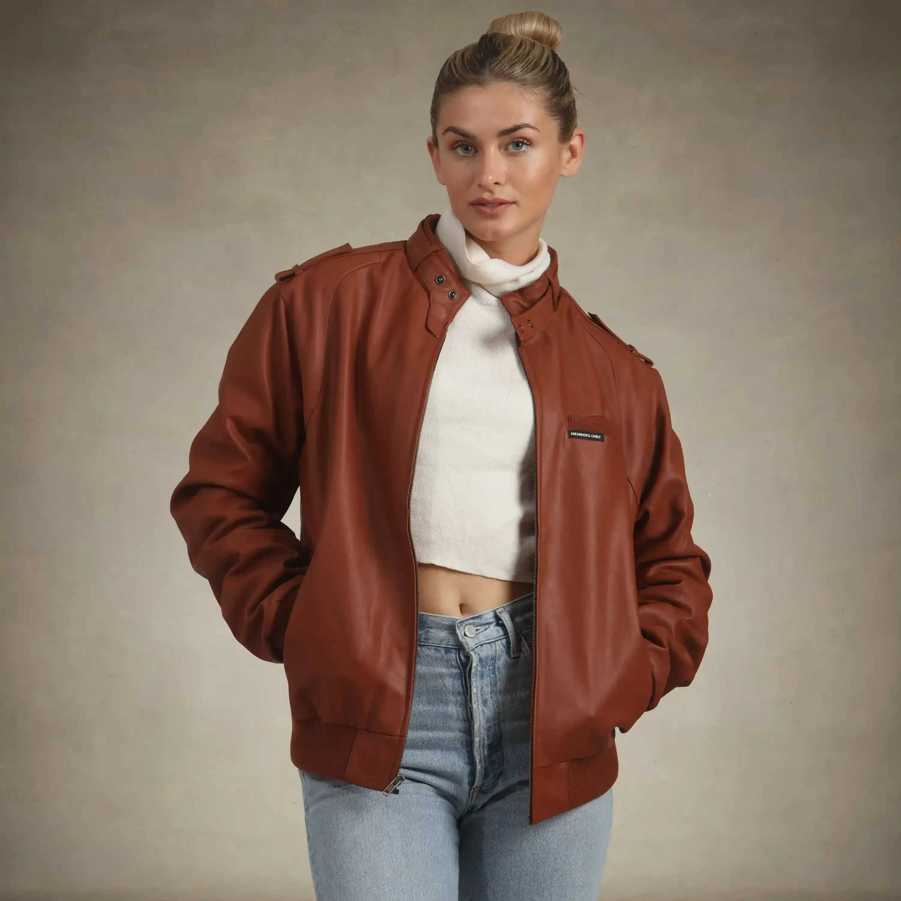 Women's Faux Leather Iconic Racer Oversized Jacket - Image 30