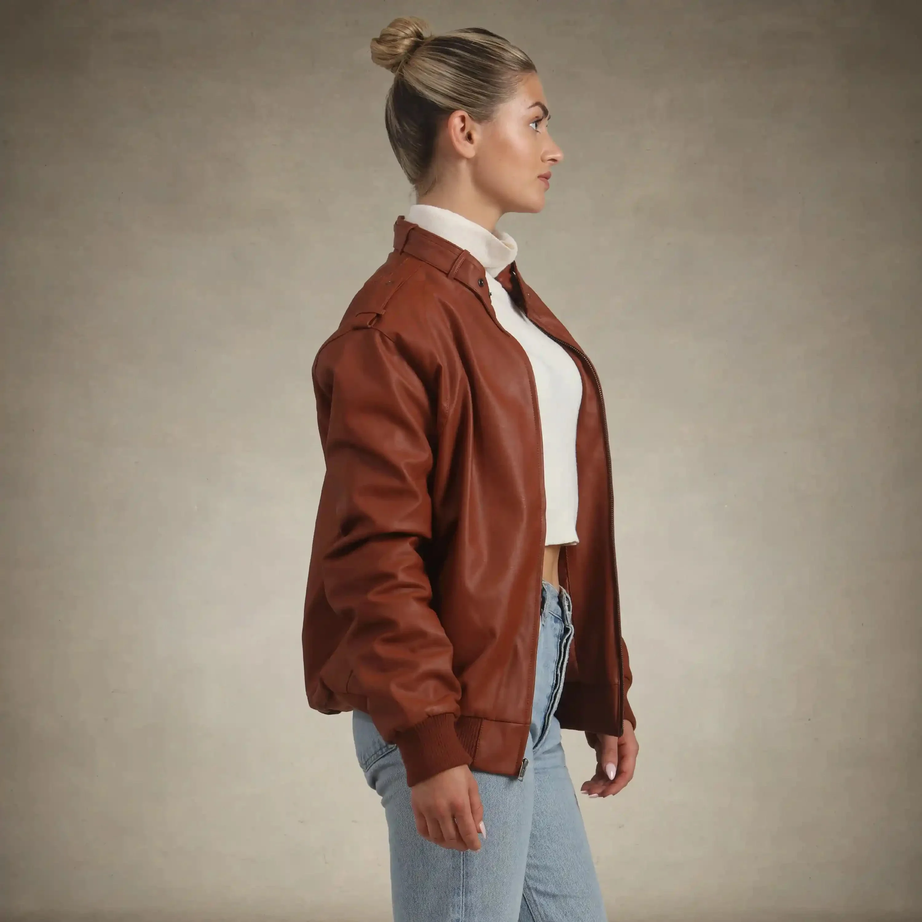 Women's Faux Leather Iconic Racer Oversized Jacket - Image 32