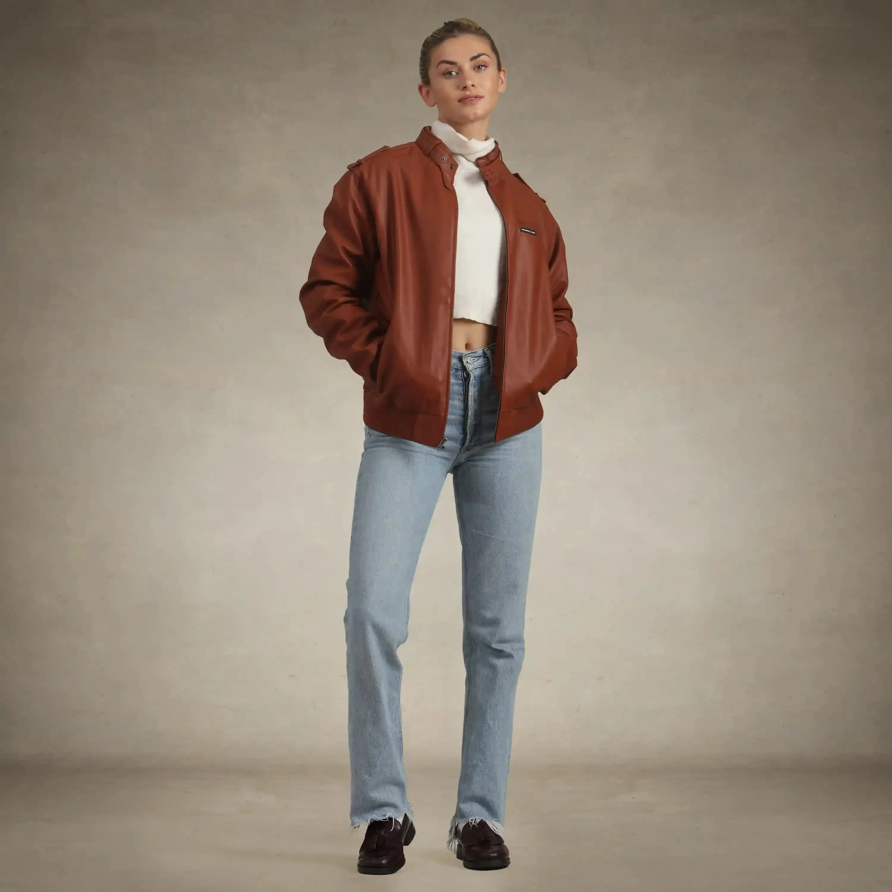 Women's Faux Leather Iconic Racer Oversized Jacket - Image 34