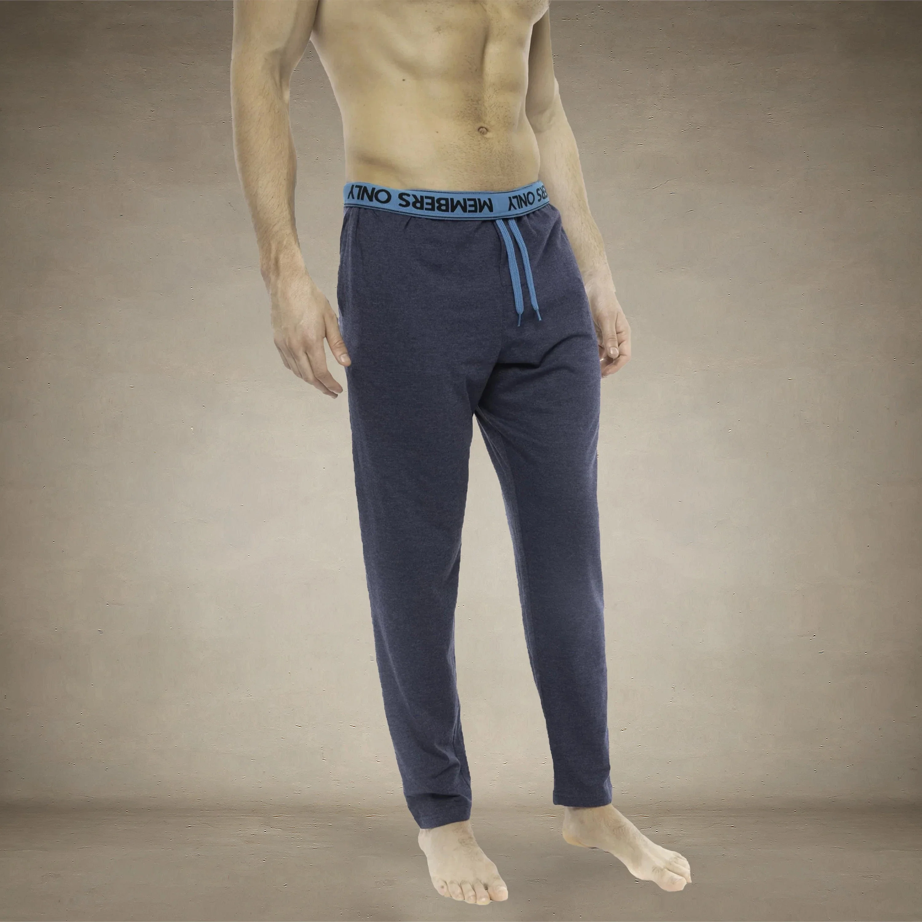 Men's Heather Contrast Elastic Sleep Pants - Blue Turq - FINAL SALE - Image 3