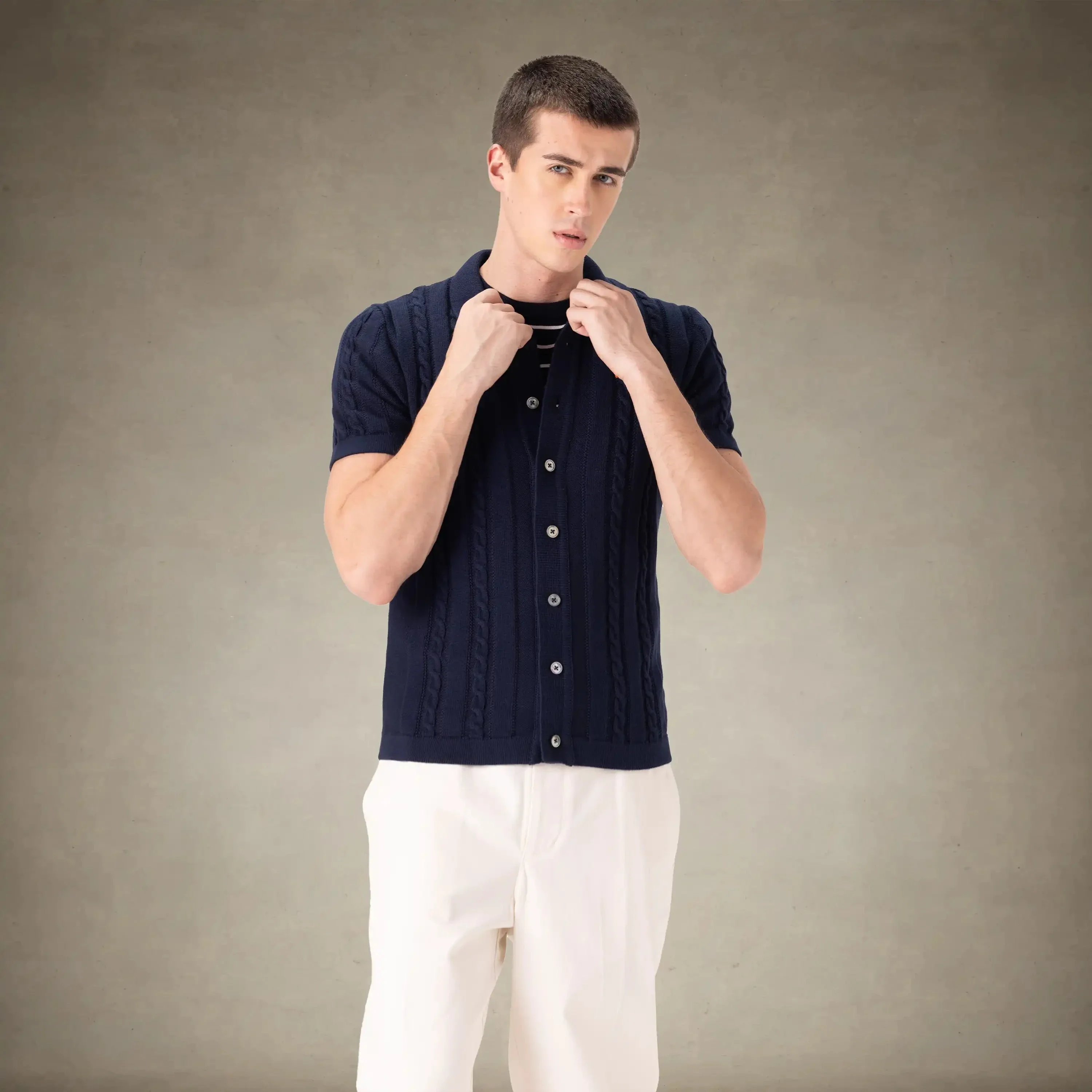 Men's JC Polo Cable Sweater - Image 6