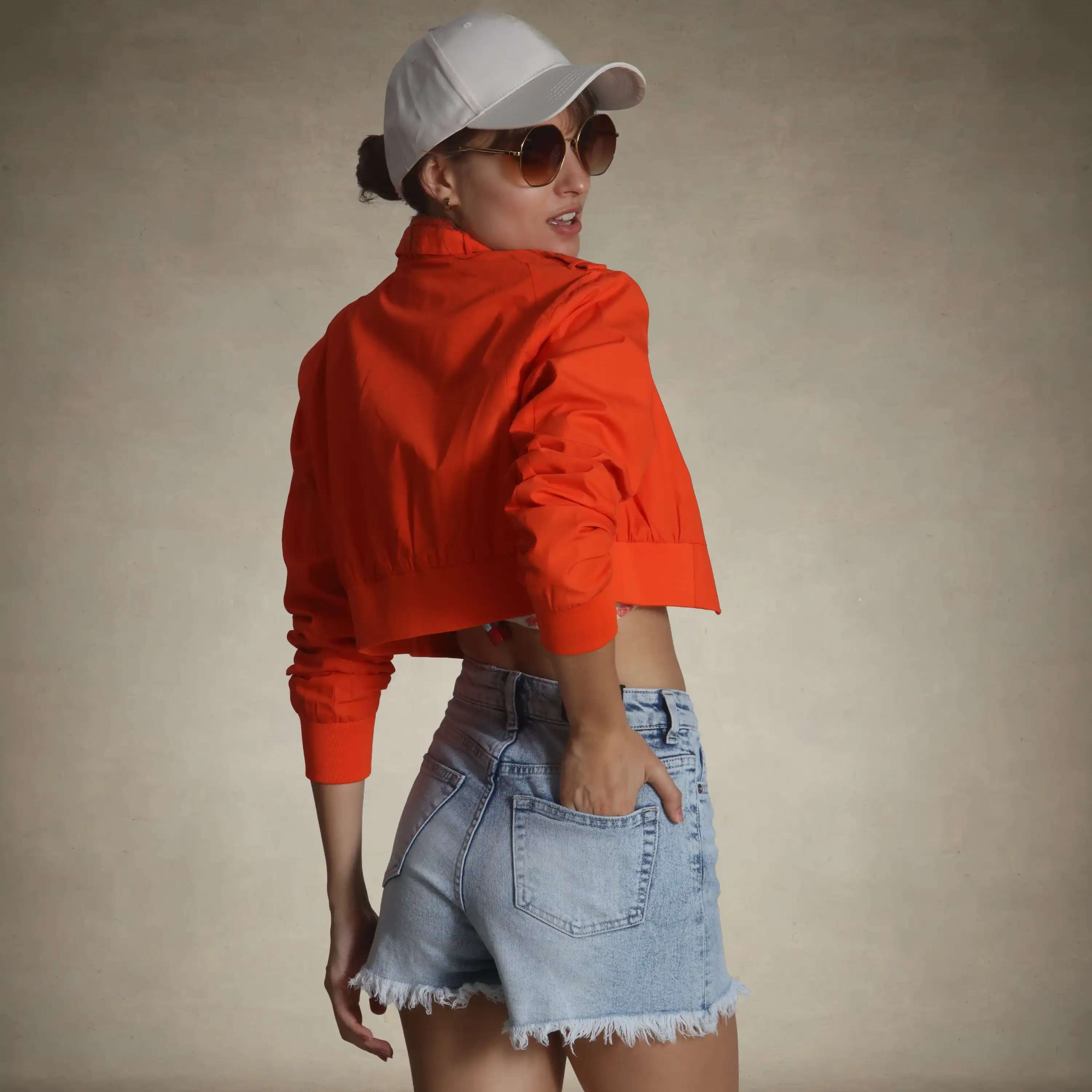 Women's Mini Cropped Racer Jacket - Image 50